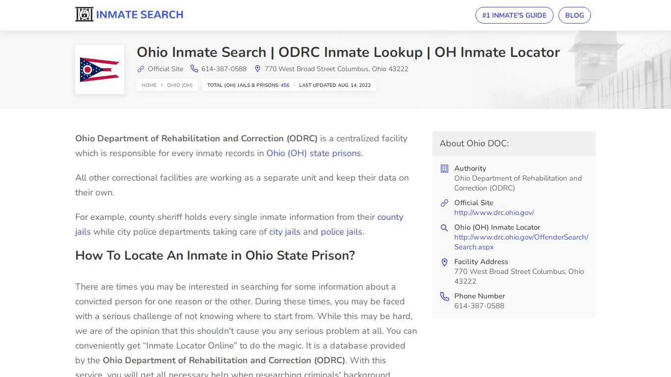Ohio Inmate Search | ODRC Inmate Lookup | OH Inmate Locator